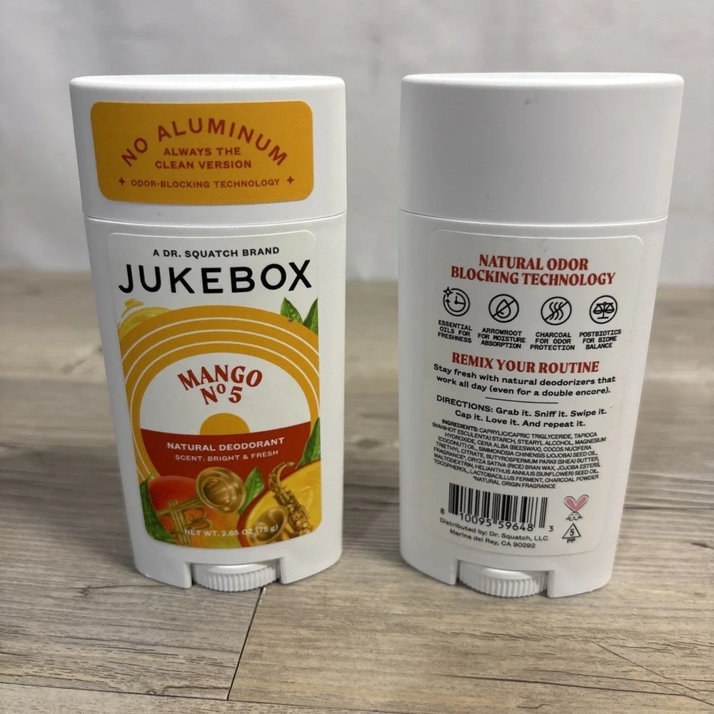 2 Pack Jukebox Mango No. 5 Aluminum Free Natural Deodorant 2.65 oz Each